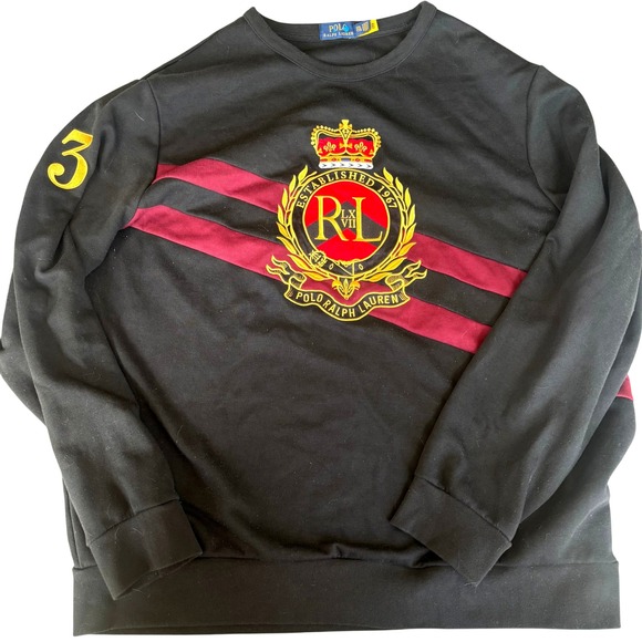 Polo Ralph Lauren Other - Polo Ralph Lauren Mens XXL Black Crest Graphic Sweatshirt Long Sleeve LSCNM1